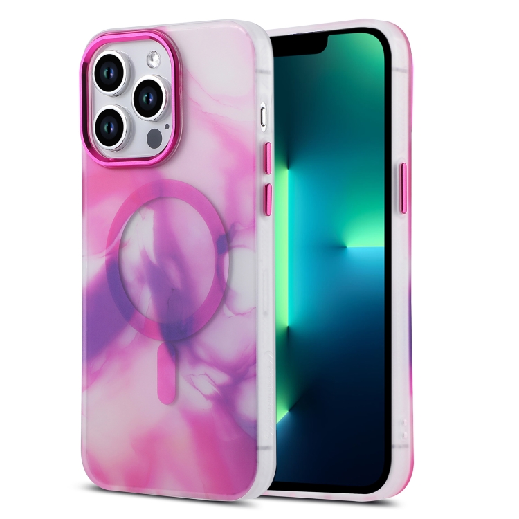 

For iPhone 13 Pro Max MagSafe Magnetic Ink Phone Case(Pink Purple)