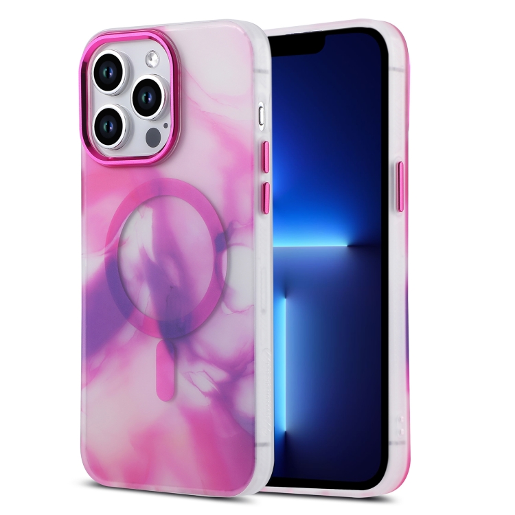 

For iPhone 13 Pro MagSafe Magnetic Ink Phone Case(Pink Purple)
