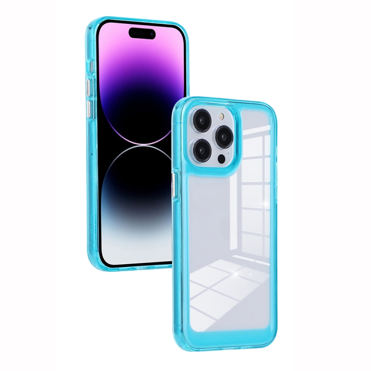 

For iPhone 14 Pro Clear Color TPU Space Acrylic Phone Case(Blue)