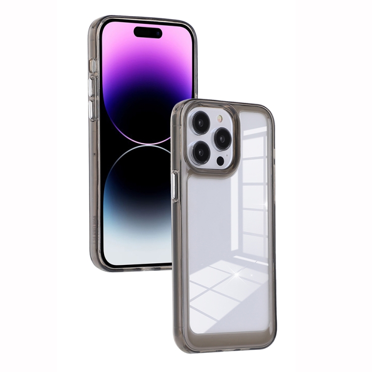 

For iPhone 12 Clear Color TPU Space Acrylic Phone Case(Grey)