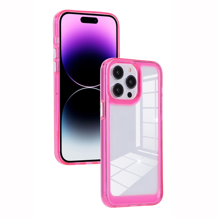

For iPhone 12 Pro Clear Color TPU Space Acrylic Phone Case(Rose Red)