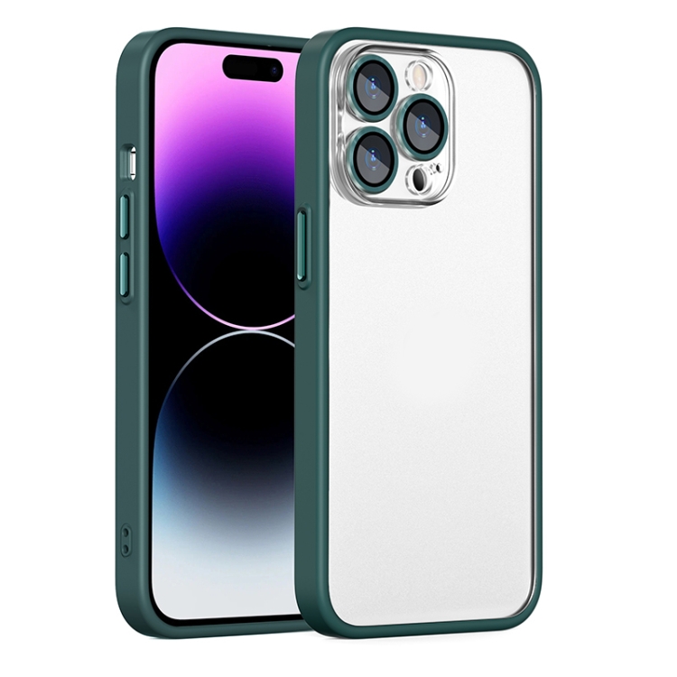 

For iPhone 13 Cat Eyes Metal Camera Lens Shockproof Protective Phone Case(Dark Green)