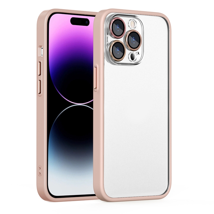 

For iPhone 14 Cat Eyes Metal Camera Lens Shockproof Protective Phone Case(Pink)