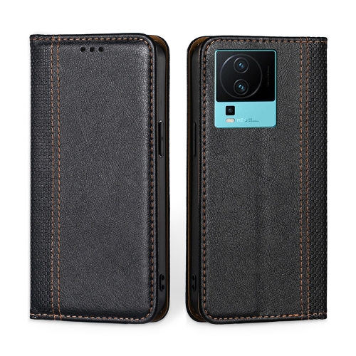 

For vivo iQOO Neo7 Grid Texture Magnetic Flip Leather Phone Case(Black)