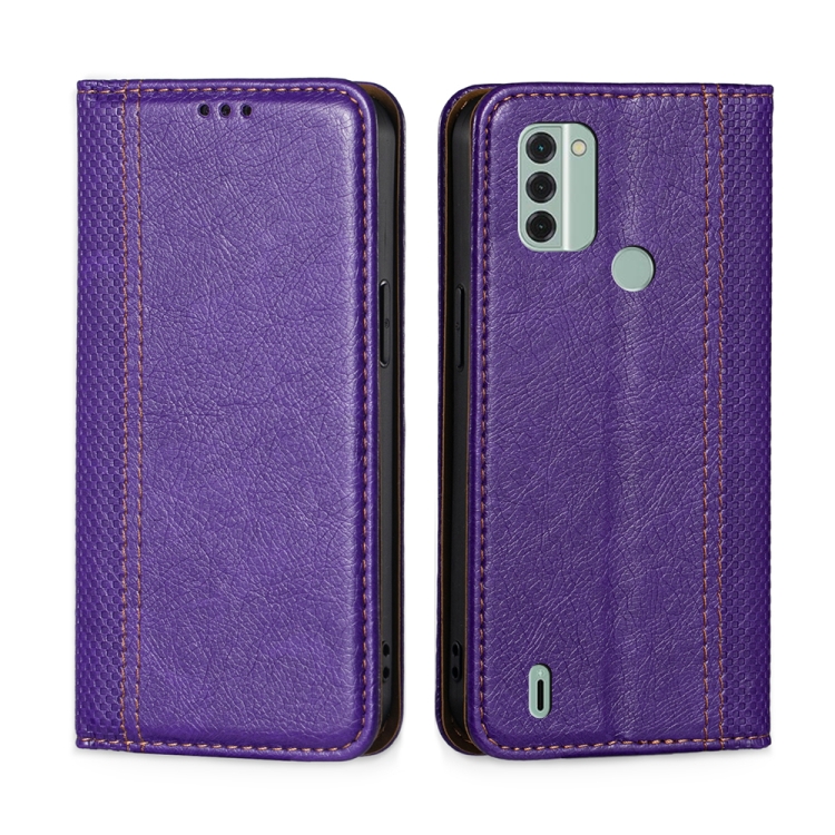 

For Nokia C31 Grid Texture Magnetic Flip Leather Phone Case(Purple)