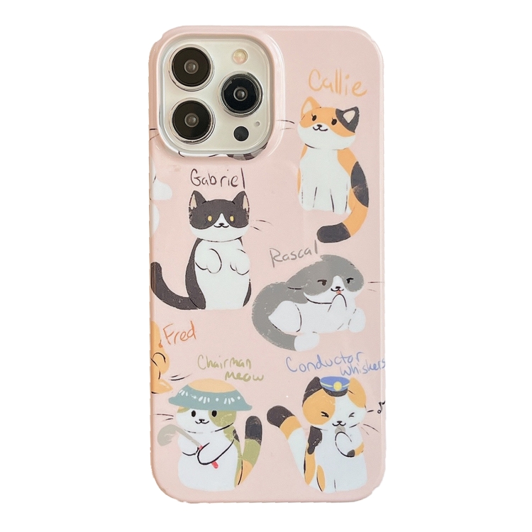 

For iPhone 14 Cartoon Film Craft Hard PC Phone Case(Cute Cats)