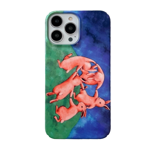 

For iPhone 14 Pro Cartoon Film Craft Hard PC Phone Case(Dancing Rabbit)