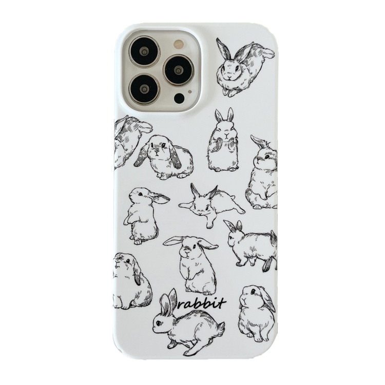 

For iPhone 12 Pro Max Cartoon Film Craft Hard PC Phone Case(Sketch Rabbit)