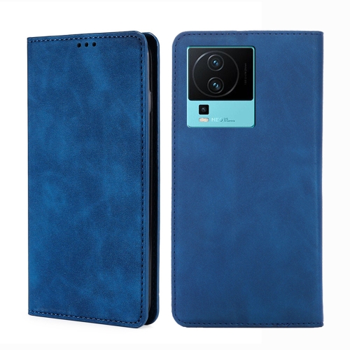 

For vivo iQOO Neo7 Skin Feel Magnetic Horizontal Flip Leather Phone Case(Blue)