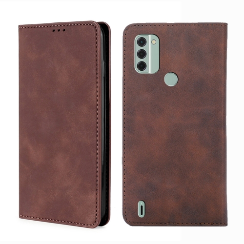 

For Nokia C31 Skin Feel Magnetic Horizontal Flip Leather Phone Case(Dark Brown)