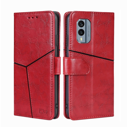 

For Nokia X30 5G Geometric Stitching Horizontal Flip Leather Phone Case(Red)