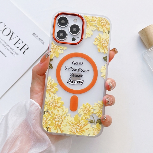 

For iPhone 14 Flower Beauty Pop-up Window Mafsafe Phone Case(Chrysanthemum)