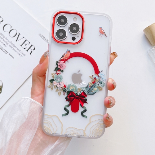 

For iPhone 13 Pro Flower Beauty Pop-up Window Mafsafe Phone Case(Flowers Birds)