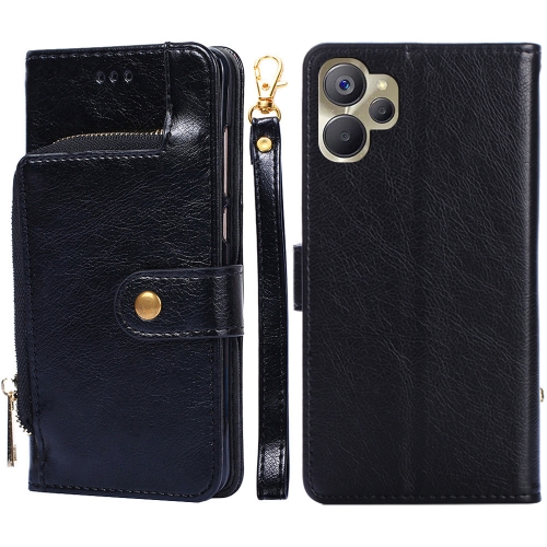 

For Realme 9i 5G Global/10 5G Zipper Bag Leather Phone Case(Black)