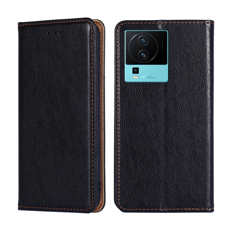 

For vivo iQOO Neo7 Gloss Oil Solid Color Magnetic Leather Phone Case(Black)