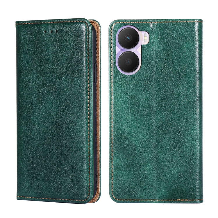 

For Honor Play 40 Plus Gloss Oil Solid Color Magnetic Leather Phone Case(Green)