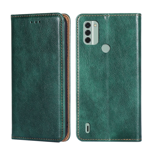

For Nokia C31 Gloss Oil Solid Color Magnetic Leather Phone Case(Green)