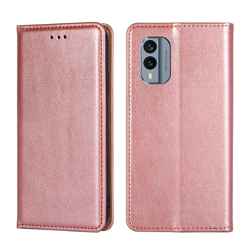 

For Nokia X30 5G Gloss Oil Solid Color Magnetic Leather Phone Case(Rose Gold)