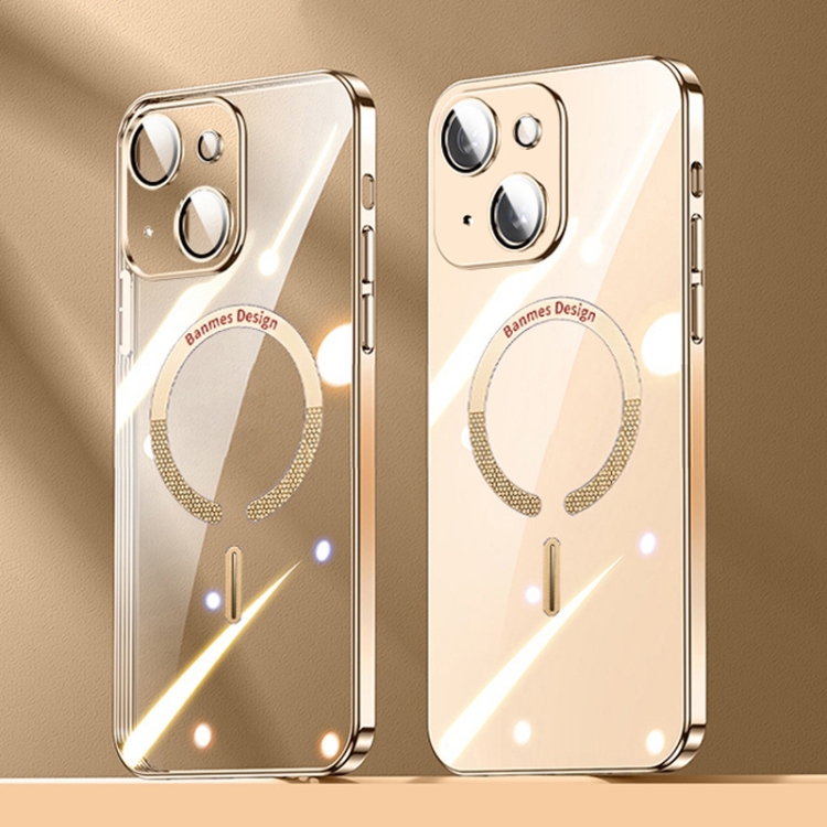 

For iPhone 14 Plus Lens Protector MagSafe Electroplated PC Phone Case(Gold)
