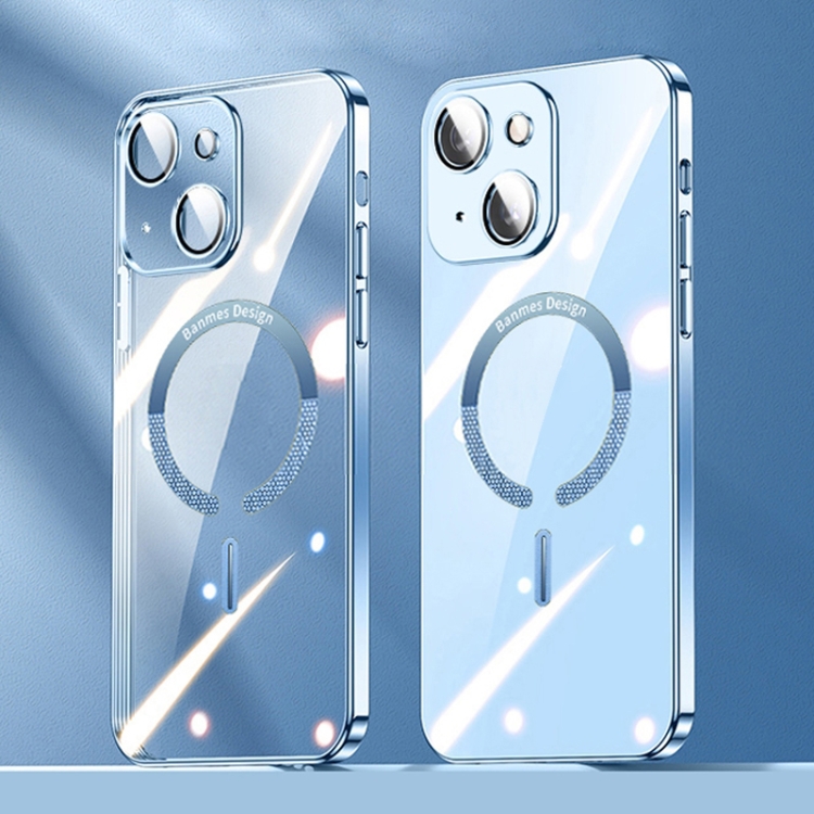 

For iPhone 13 Lens Protector MagSafe Electroplated PC Phone Case(Sierra Blue)