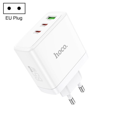 

hoco N30 Glory PD 65W USB+ Dual USB-C/Type-C Interface Fast Charge Charger, EU Plug(White)