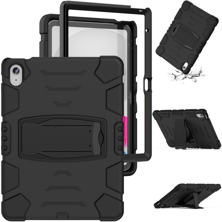 

For iPad 10th Gen 10.9 2022 3-Layer Protection Screen Frame + PC + Silicone Tablet Case(Black)