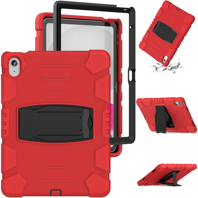 

For iPad 10th Gen 10.9 2022 3-Layer Protection Screen Frame + PC + Silicone Tablet Case(Red+Black)