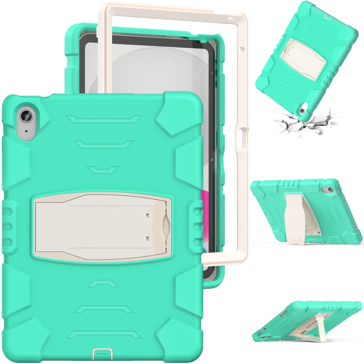

For iPad 10th Gen 10.9 2022 3-Layer Protection Screen Frame + PC + Silicone Tablet Case(Mint Green)