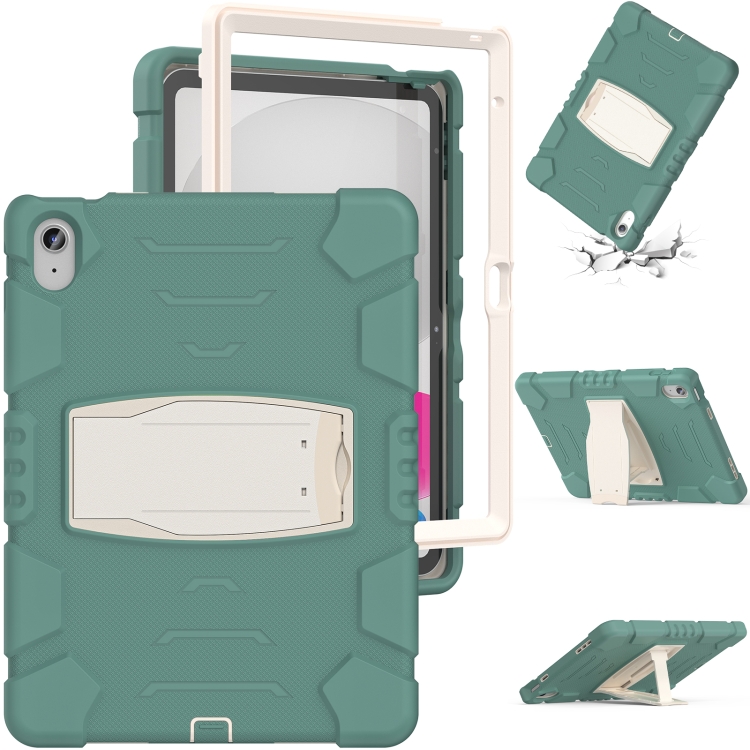 

For iPad 10th Gen 10.9 2022 3-Layer Protection Screen Frame + PC + Silicone Tablet Case(Emerald Green)