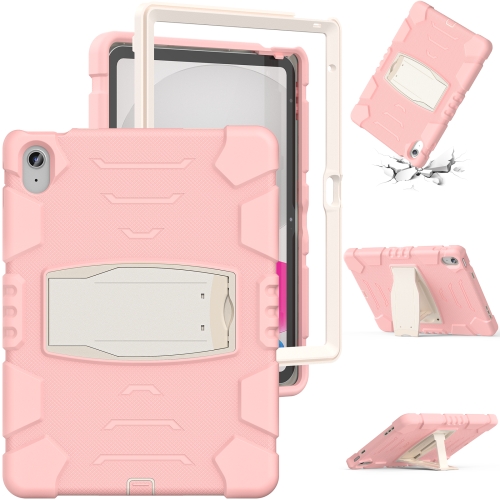 

For iPad 10th Gen 10.9 2022 3-Layer Protection Screen Frame + PC + Silicone Tablet Case(Cherry Blossoms Pink)