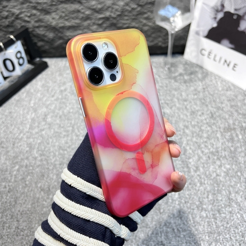 

For iPhone 14 Plus MagSafe Magnetic Watercolor TPU Phone Case(Orange Red)