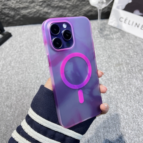 

For iPhone 12 Pro Max MagSafe Magnetic Watercolor TPU Phone Case(Purple)