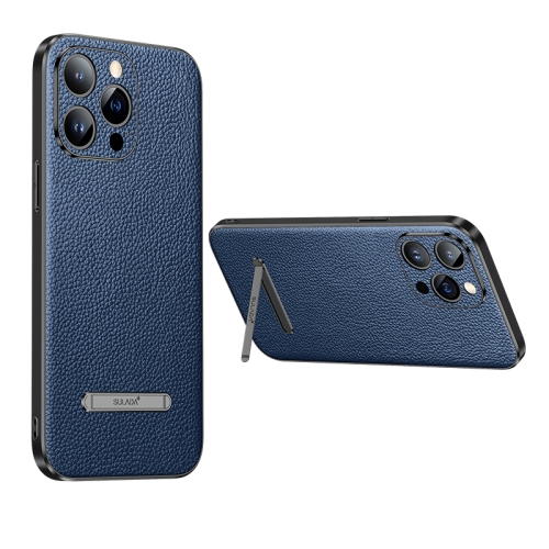 

For iPhone 14 Pro Max SULADA Famous Artisan Series Litchi Leather PC + TPU Phone Case(Blue)