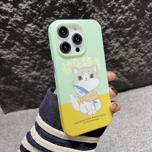 

For iPhone 14 IMD Full Pattern TPU Phone Case(Green Lazy Cat)