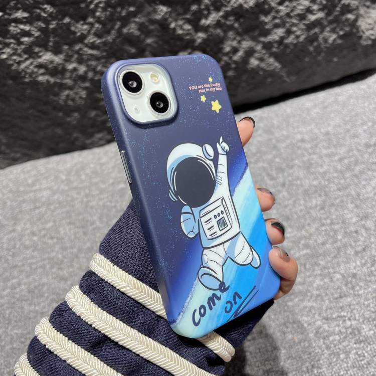 

For iPhone 14 Plus IMD Full Pattern TPU Phone Case(Dark Blue Astronaut)