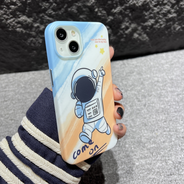

For iPhone 12 IMD Full Pattern TPU Phone Case(Orange White Astronaut)