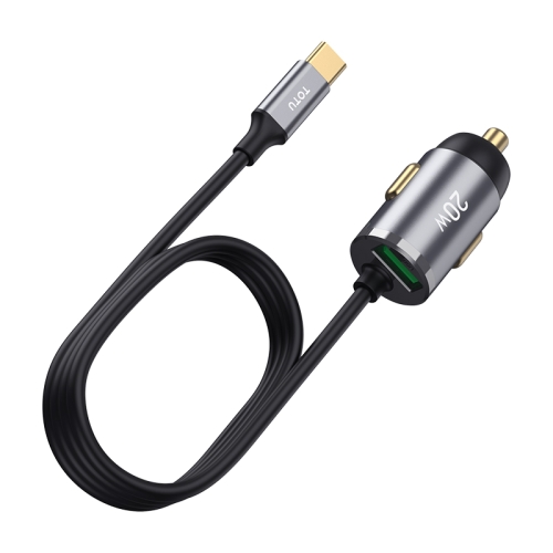 

TOTUDESIGN 20W USB Car Fast Charging, Cable Length: 1.2m, Interface:USB-C / Type-C(Grey)