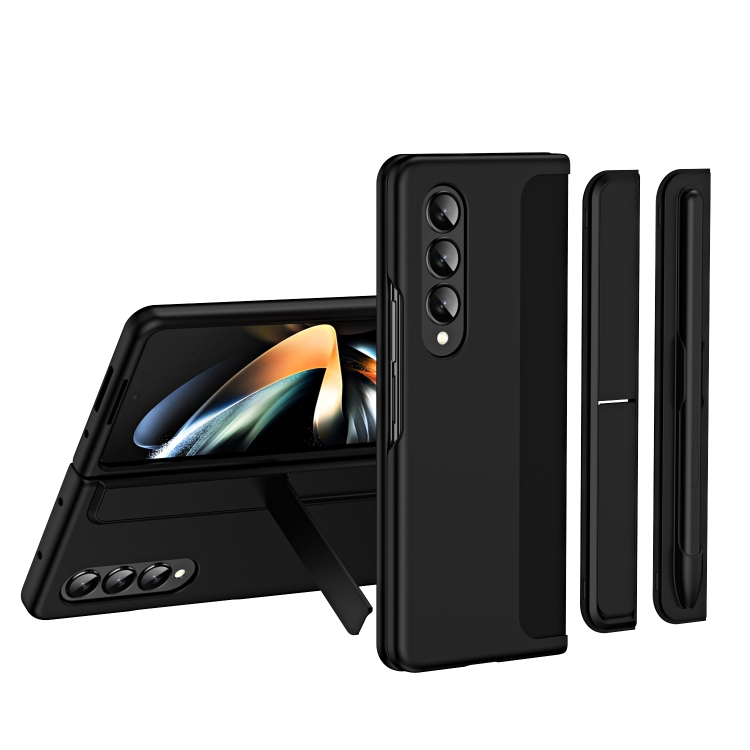 

For Samsung Galaxy Z Fold4 2 in 1 Detachable Holder Pen Holder Phone Case(Black)