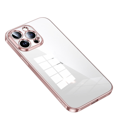 

For iPhone 14 Pro SULADA Shine Through Series Plating TPU Transparent Phone Protective Case(Pink)