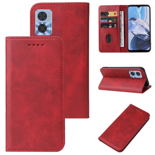 

For Motorola Moto E22/E22i Magnetic Closure Leather Phone Case(Red)