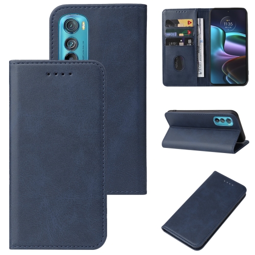 

For Motorola Edge 30 Magnetic Closure Leather Phone Case(Blue)