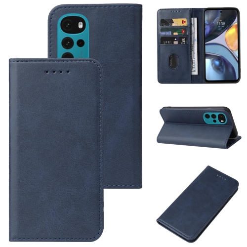 

For Motorola Moto G22/Moto E32s Magnetic Closure Leather Phone Case(Blue)