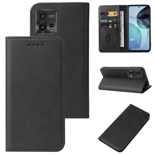 

For Motorola Moto G72 Magnetic Closure Leather Phone Case(Black)