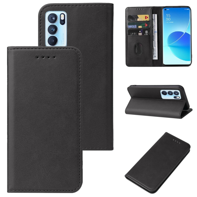 

For OPPO Reno6 Pro 5G Magnetic Closure Leather Phone Case(Black)