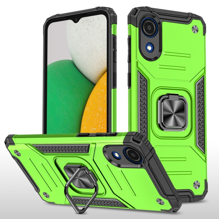 

For Samsung Galaxy A03 Core Magnetic Armor Shockproof TPU + PC Phone Case with Metal Ring Holder(Green)