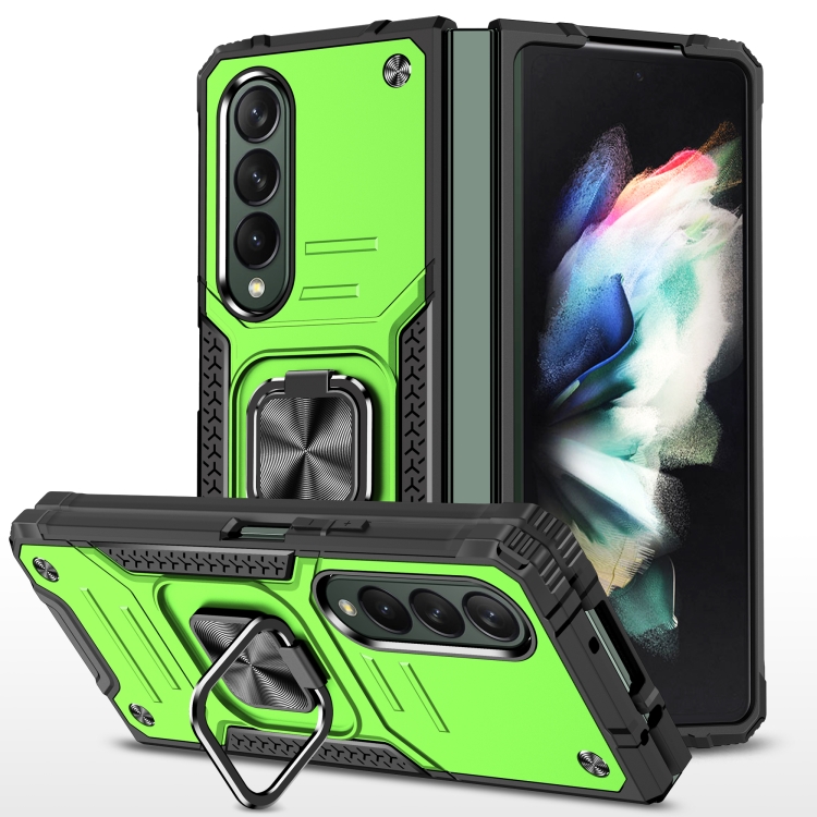 

For Samsung Galaxy Z Fold4 Magnetic Armor Shockproof TPU + PC Phone Case with Metal Ring Holder(Green)