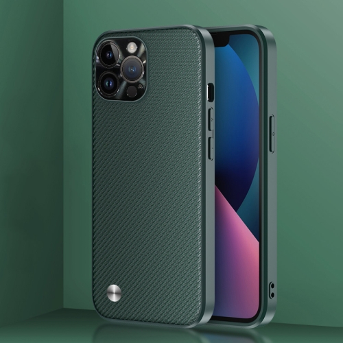 

For iPhone 12 Pro Max Carbon Fiber Kevlar Phone Case(Army Green)