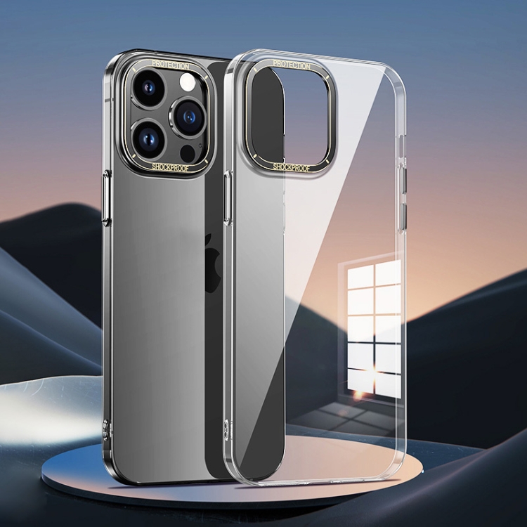 

For iPhone 14 Pro Metal Lens Ring Clear PC Phone Case(Black)