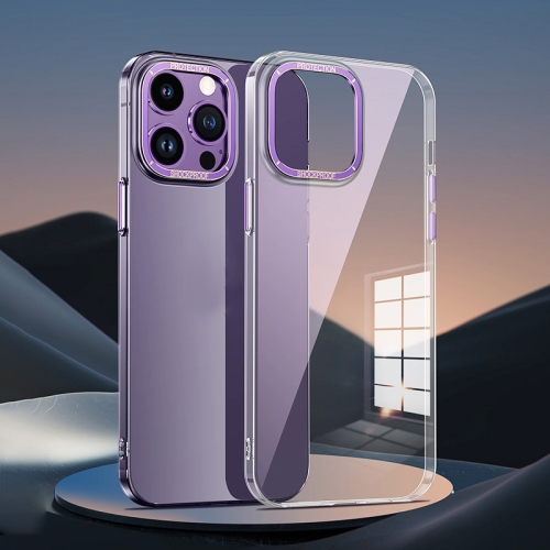

For iPhone 13 Pro Max Metal Lens Ring Clear PC Phone Case(Deep Purple)