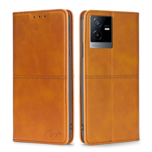 For vivo T2x 5G/Y73t/iQOO Z6x Cow Texture Magnetic Leather Phone Case(Light Brown)